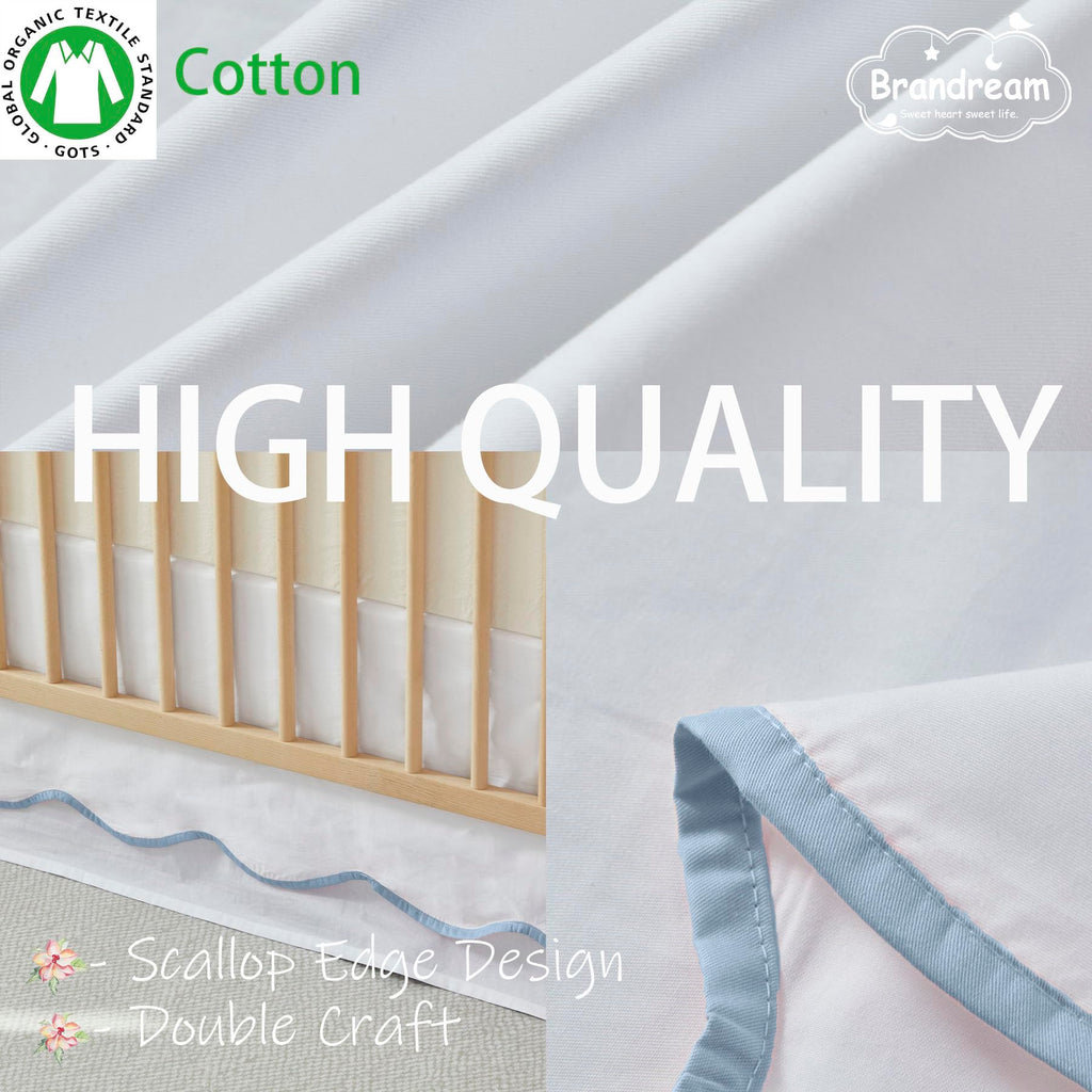 Scallop Edge Cotton Crib Skirt Toddler Bedskirt Baby Nursery Crib Bed Skirt 2-Tiered Boho Bohemian Neutral Solid