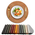 UnivoColors Placemats Round Faux Leather Placemats Set of 4-Waterproof-Wipe Clean-Heat Resistant-Anti Slip Dining