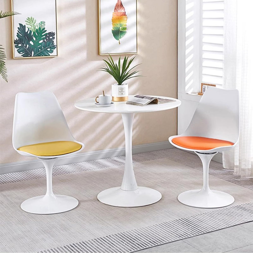 Inspired Saarinen Style Swivel Tulip Side Chair with Backrest, Multi-Colour Leather Soft Cushion Armless Dining Chairs Office Living Room, J