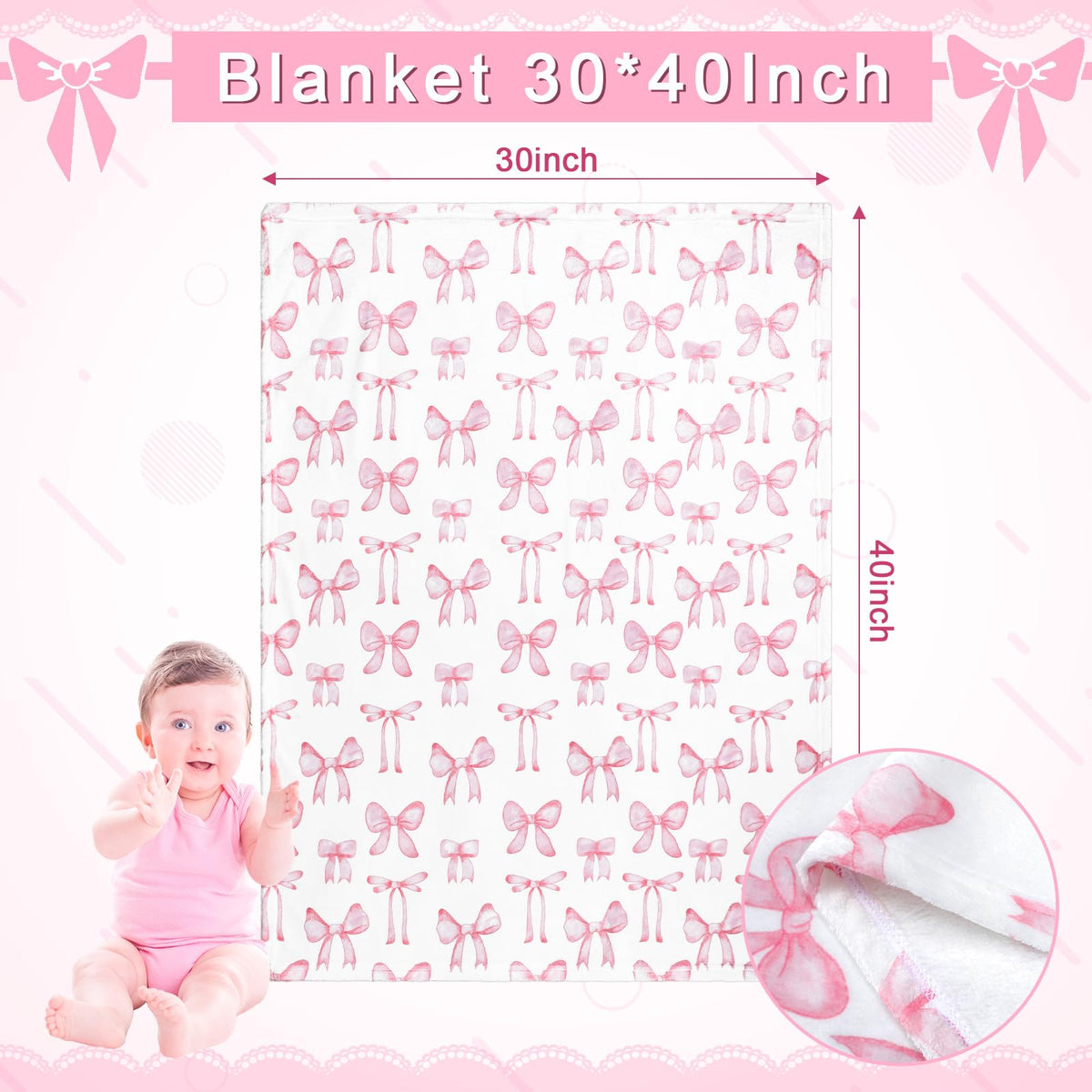 Pink Bow Baby Crib Bedding Set for Infant Standard Bed