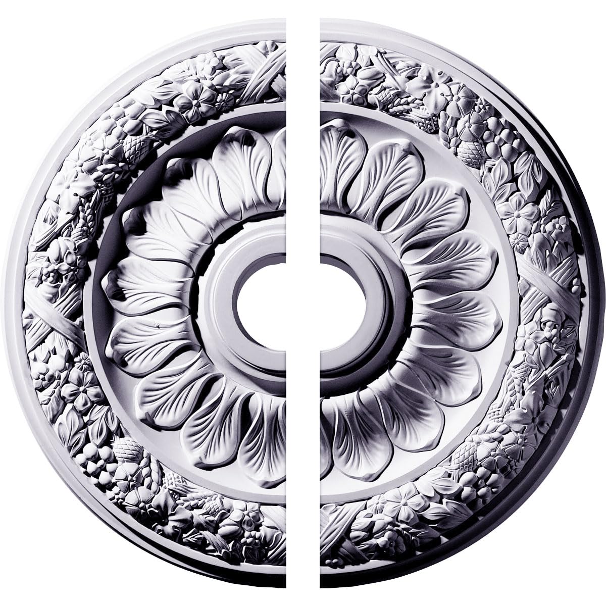 24"OD x 4"ID x 1 1/2"P Swindon Ceiling Medallion, Fits Canopies up to 6-1/8", 2 Piece