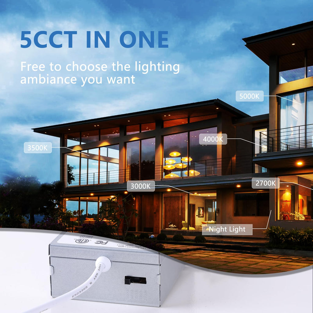 6 Inch LED Recessed Lighting with Night Light, 12 Pack, Dimmable
