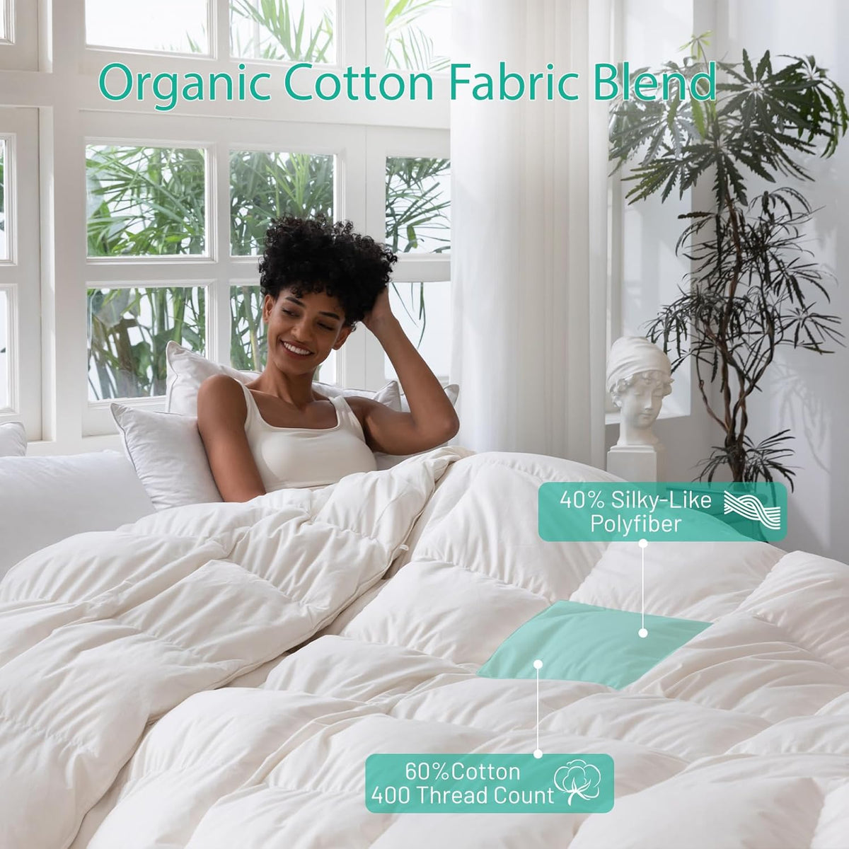 Down Feathers Fiber Comforter - 750 Fill Power All Season Down Duvet Insert