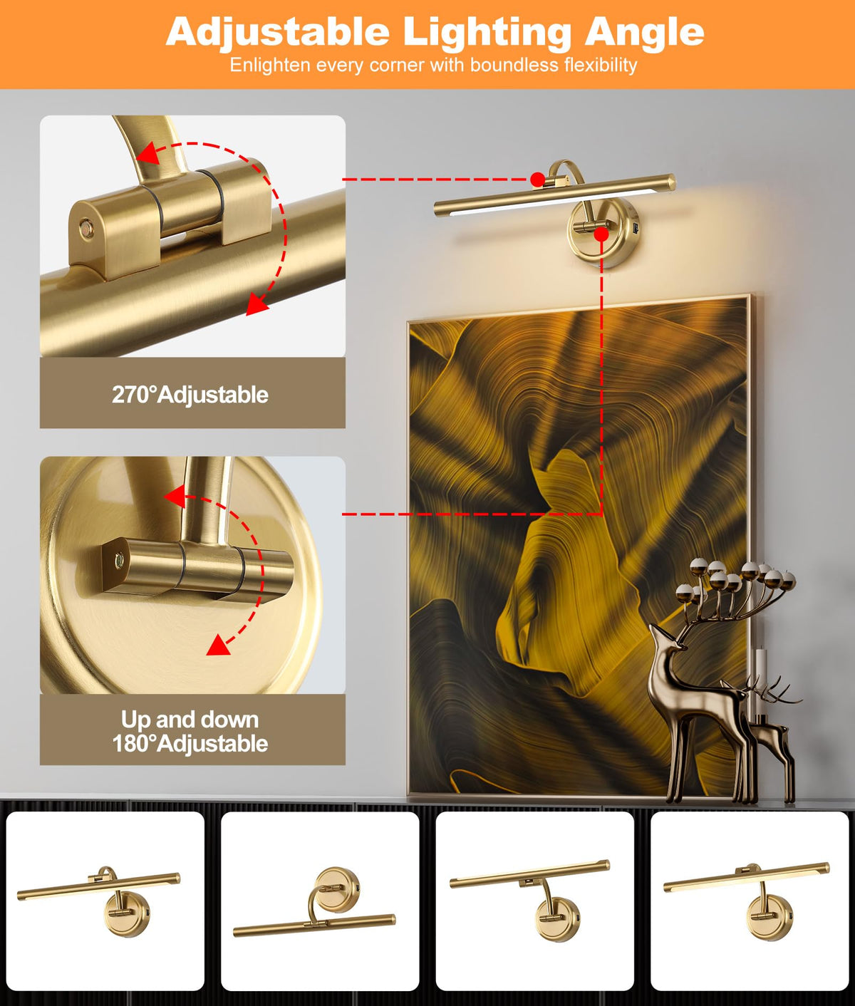 Picture Light for Wall,Battery Operated Art Lights for Painting,3 Color Selections and Brightness, Adjustable
