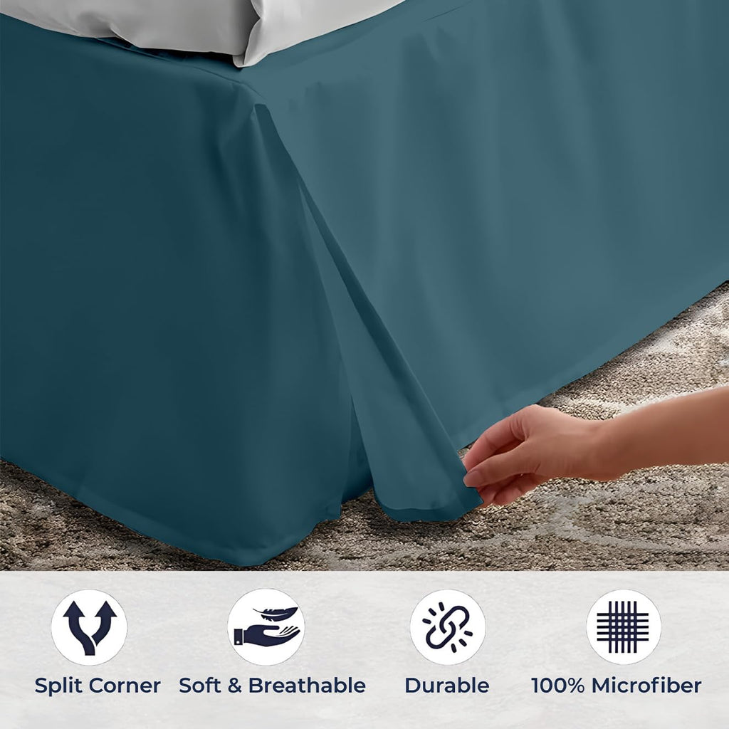 13 inch Drop Bed Skirt - Platform Style with Secure Fit, Classic Tailored Look, Elegant Pleated Style Dust