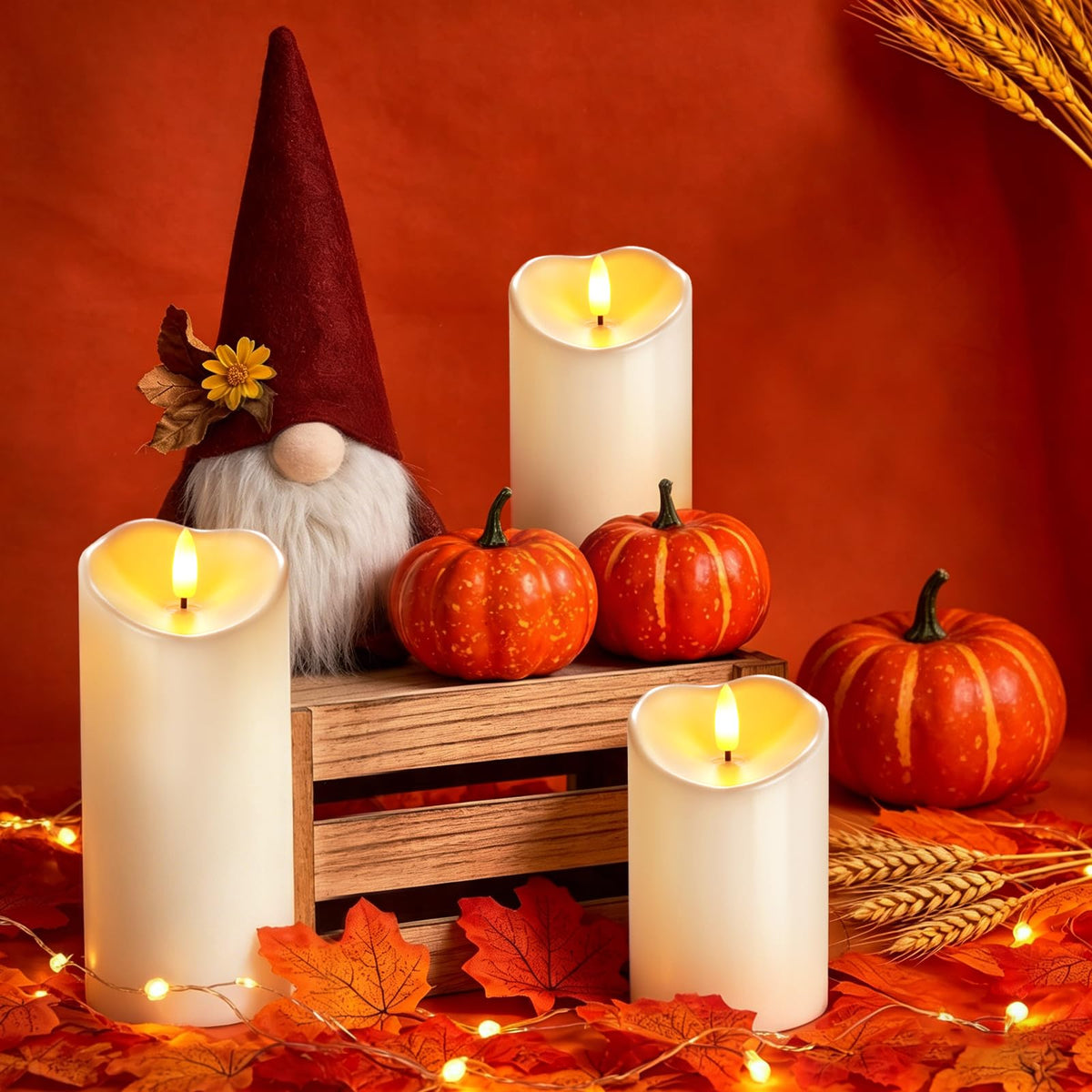 Outdoor Waterproof Flameless LED Pillar Candles with Remote Timer