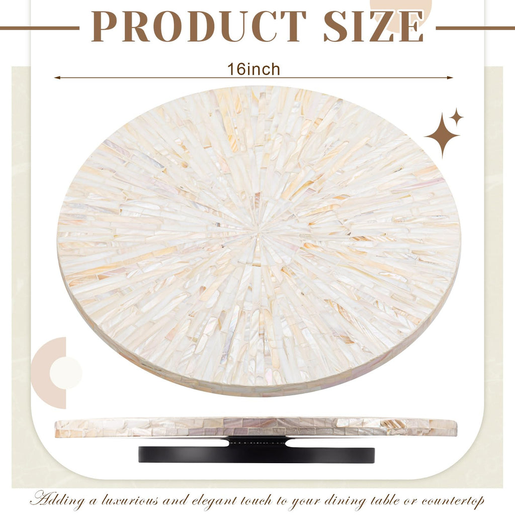 16 Inch Mother of Pearl Lazy Susan for Table Top, Cream Sunlight
