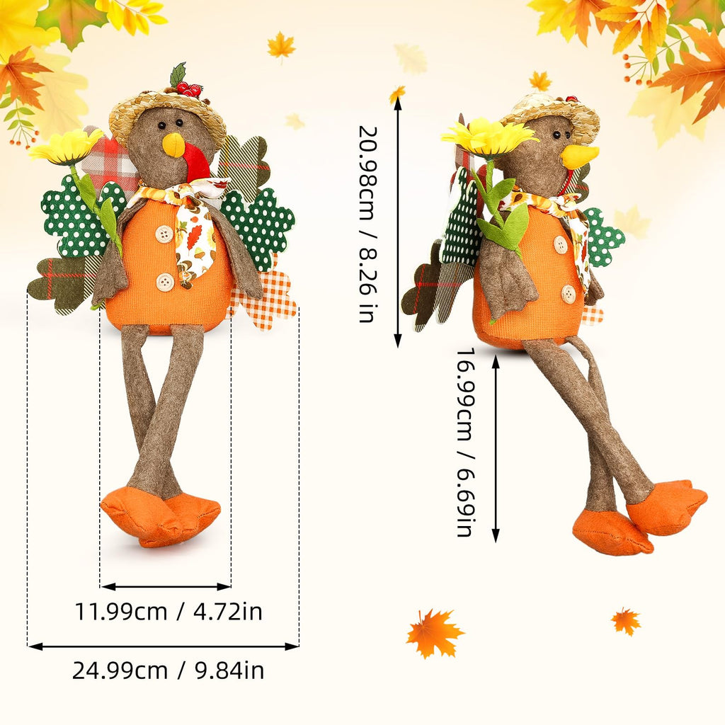 2 Pack Stuffed Animal Turkey Doll Thanksgiving Table Decoration