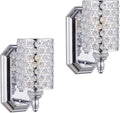 Polyhedral Crystal Chrome Wall Sconces, Wet and Dry Rated, UL, Two Pack