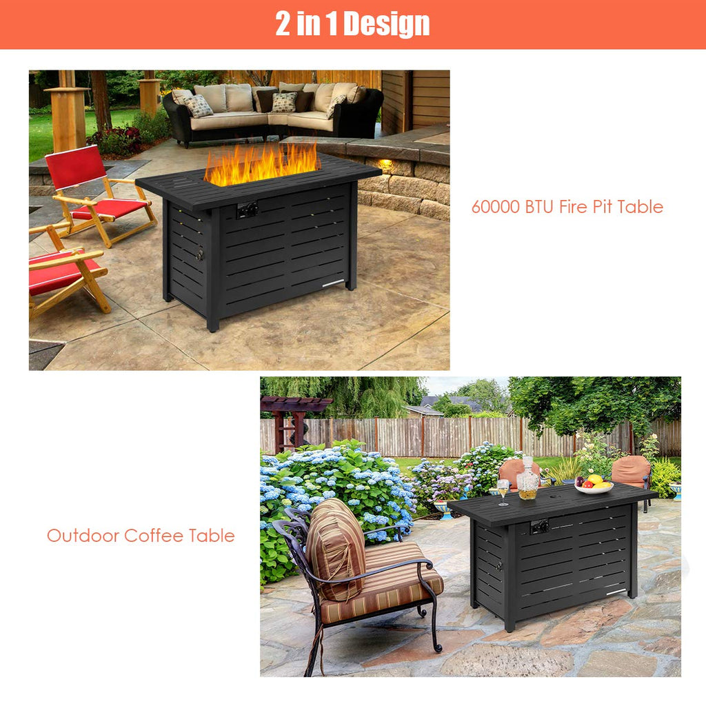 60, 000 BTU Rectangular Propane Fire Pit Table