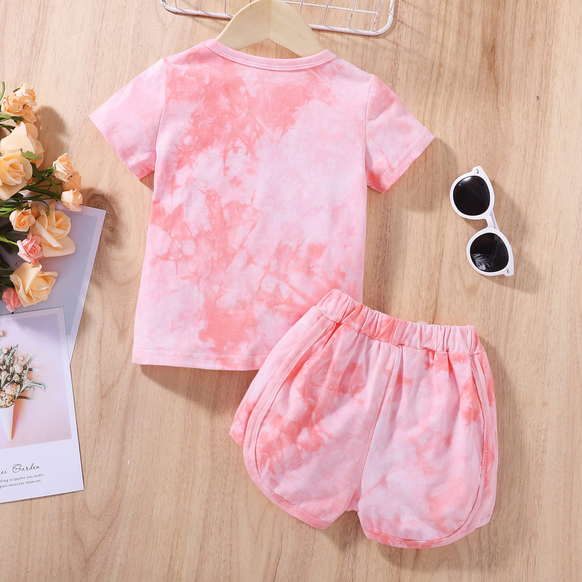 Toddler Baby Girl Summer Outfits Tie dye Short Sleeve T-Shirt and Shorts 2Pcs Clothes Set for Girls
