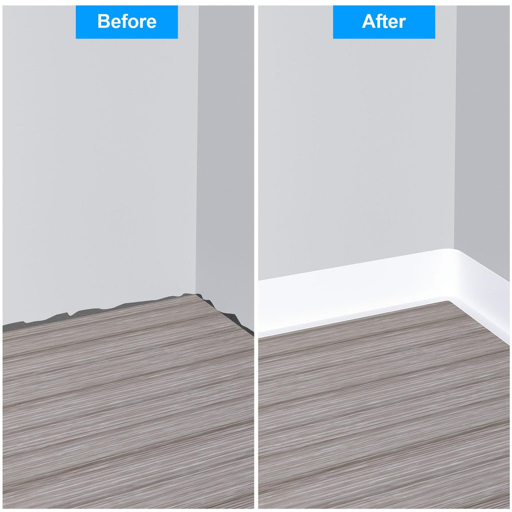 Flexible Baseboard Molding Trim, 5 Inch(W) x 60 Feet(L) Peel and Stick Rubber Wall Trim Molding, Self-Adhesive Vinyl