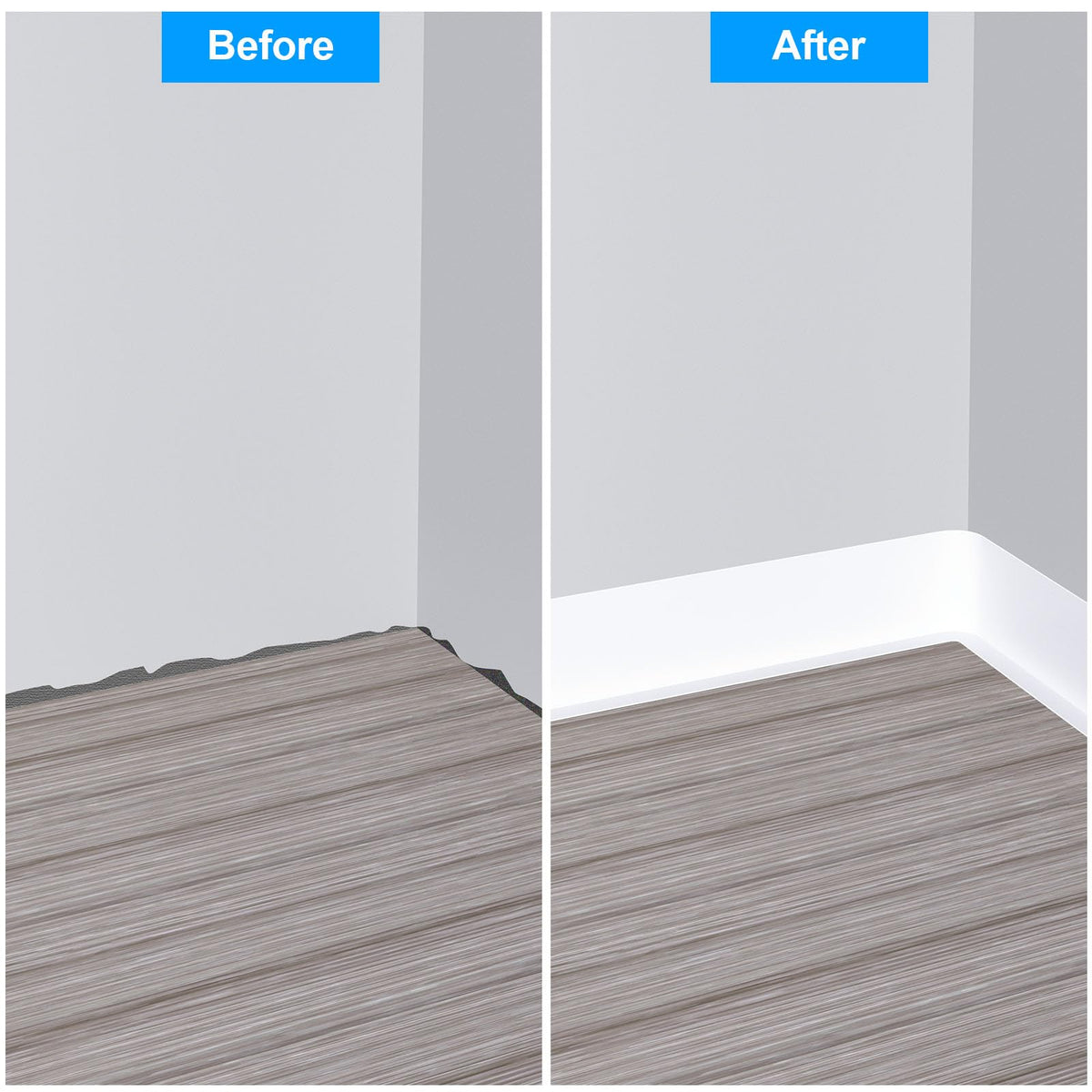 Flexible Baseboard Molding Trim, 5 Inch(W) x 60 Feet(L) Peel and Stick Rubber Wall Trim Molding, Self-Adhesive Vinyl
