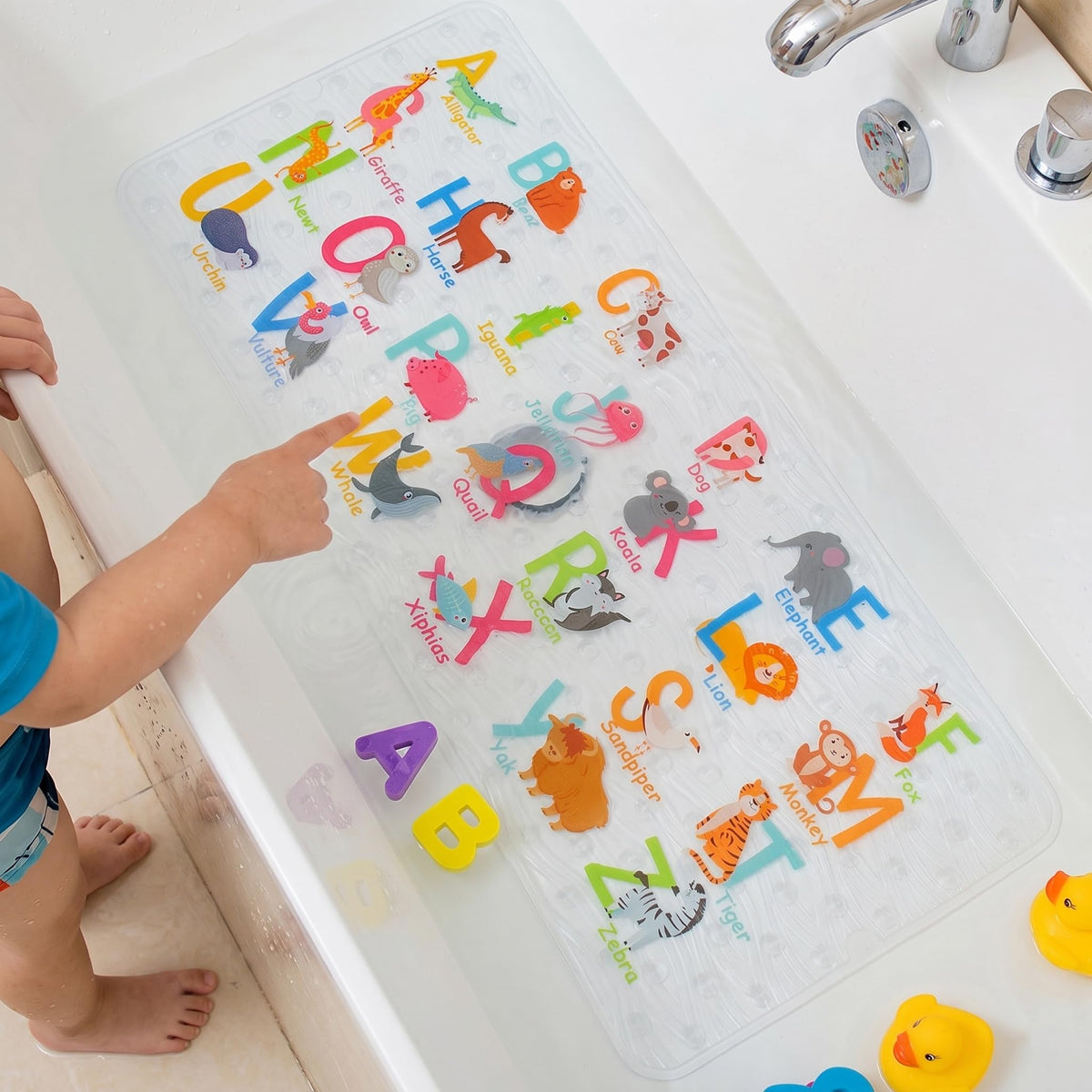 Kids Bath Mat for Tub, Non-Slip Toddler Bathtub Mat (Alphabet)