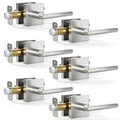 6 Pack Interior Privacy Door Handles, Satin Nickel Keyless Lockset