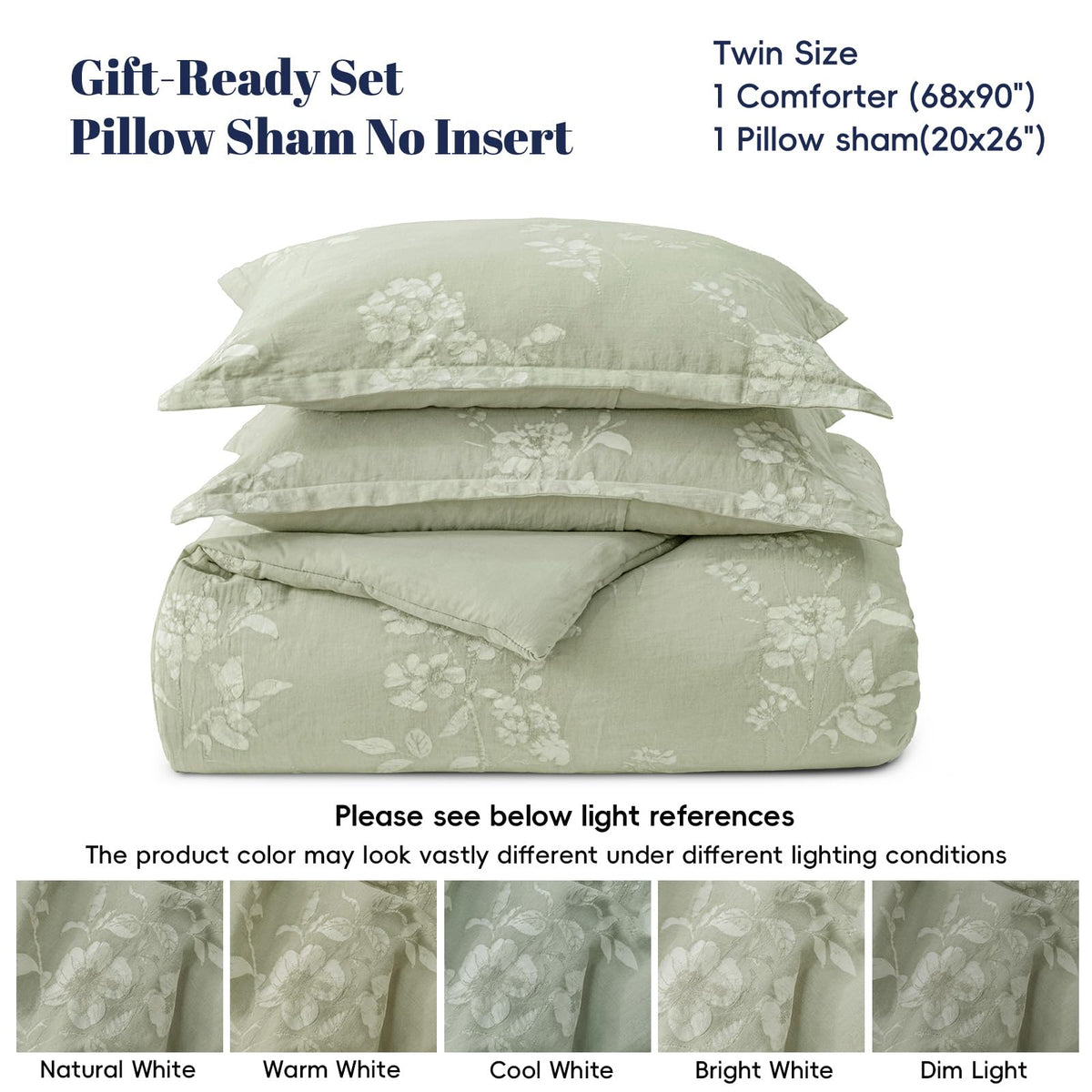 Cotton Jacquard Comforter Set, Soft Breathable, Dusty Sage