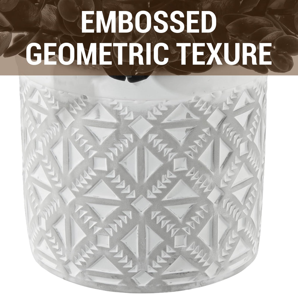 Black Artificial Eucalyptus Plant in Gray Geometric Concrete Pot