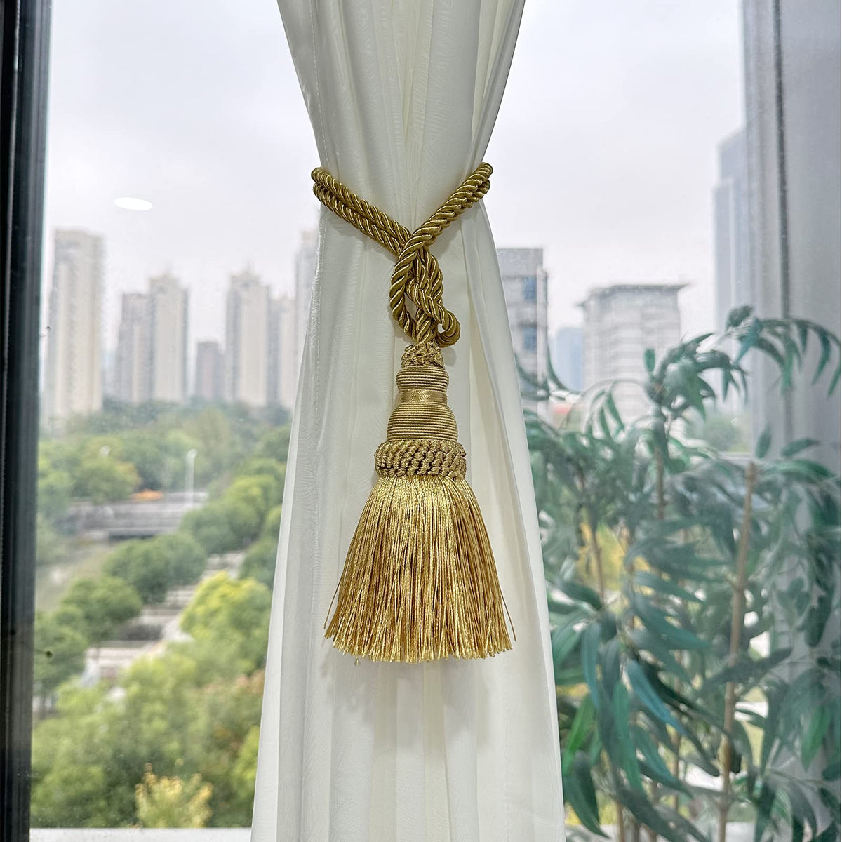 Curtain Tie Backs Rope Tassels for Curtain Holdback - 6 Pack