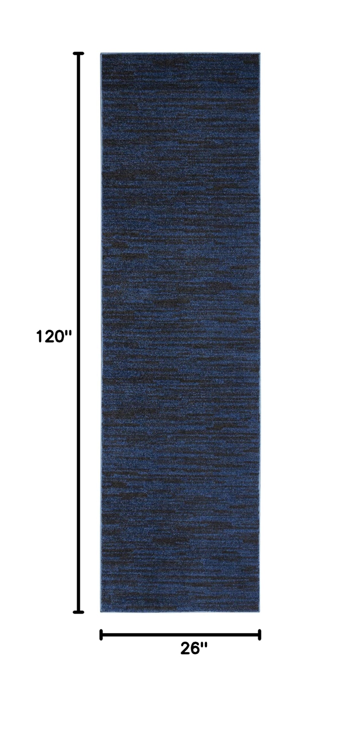 Essentials Midnight Blue 2'2" x 10' Area Rug - Easy Clean, Non Shedding, Bed Room, Living Room, Dining Room