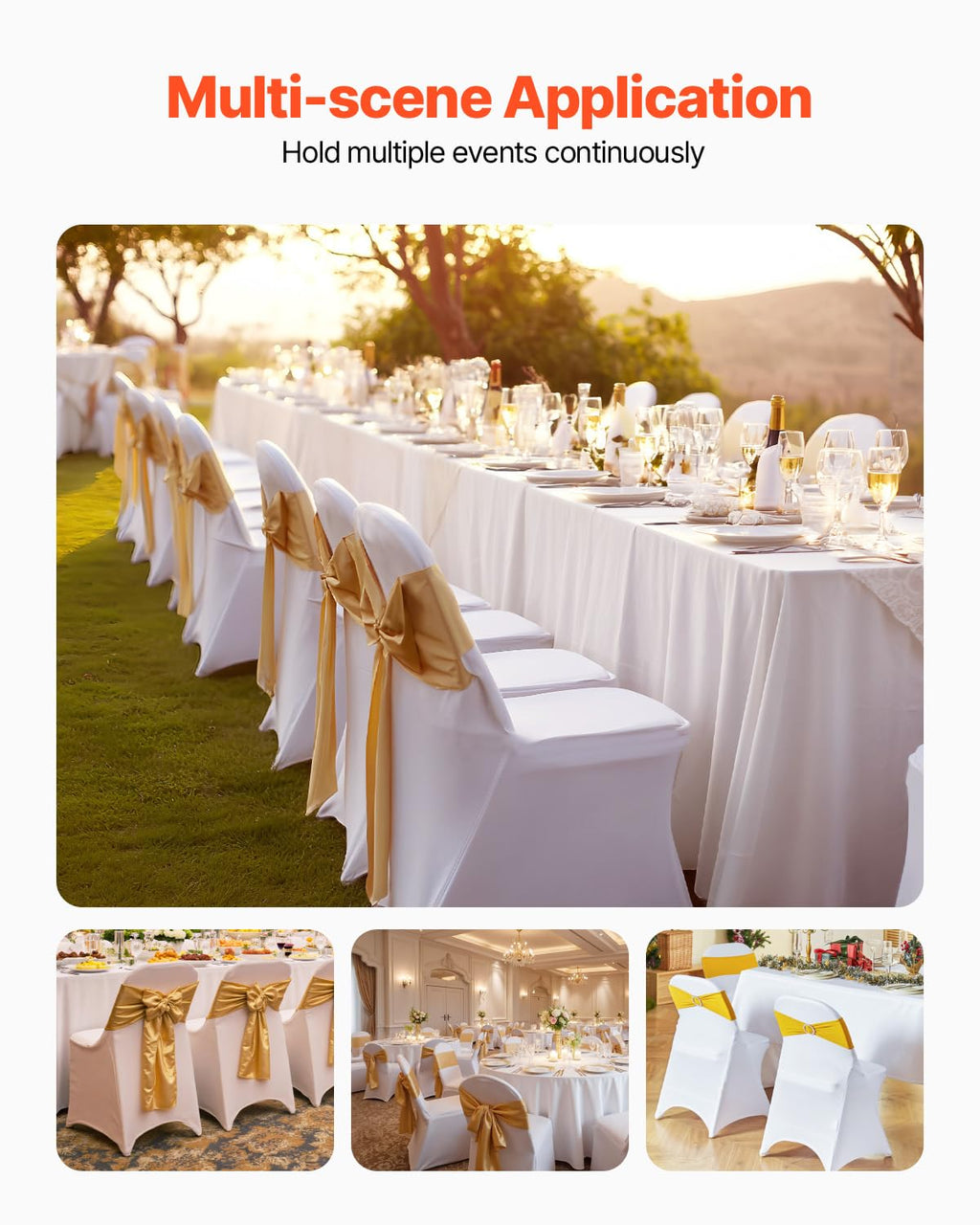30 Pcs Stretch Spandex Folding Chair Covers Universal Fitted White