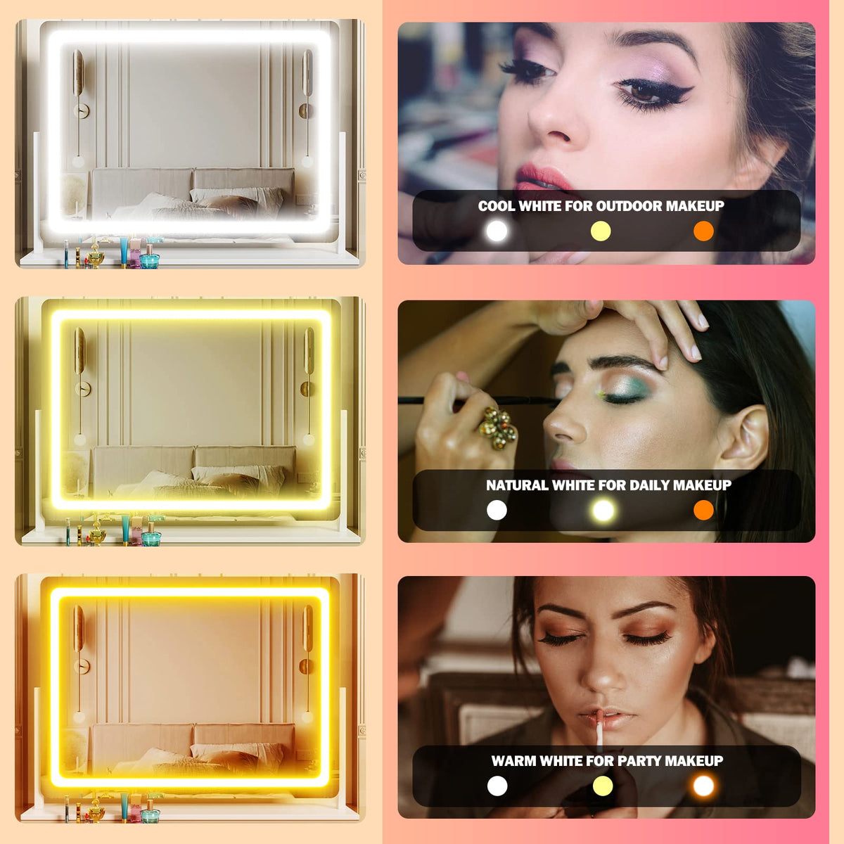 17.3 x13 in Lighted Makeup Mirror, 10X Magnifiers