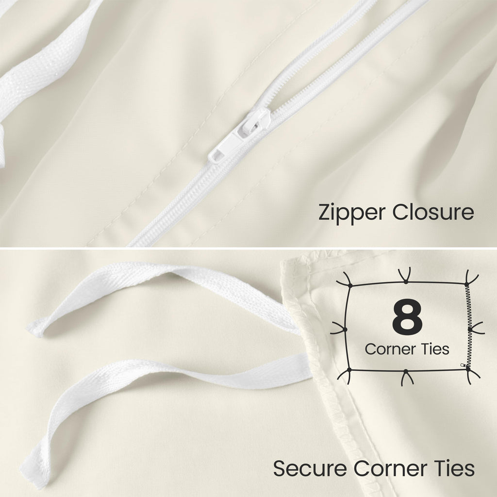 Duvet Cover, 4 PC Cotton Like Polyester With Zipper Closure, Ivory