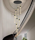 8-Light 98-Inch Modern LED Chandelier for Two-Story Foyers and Stairwells