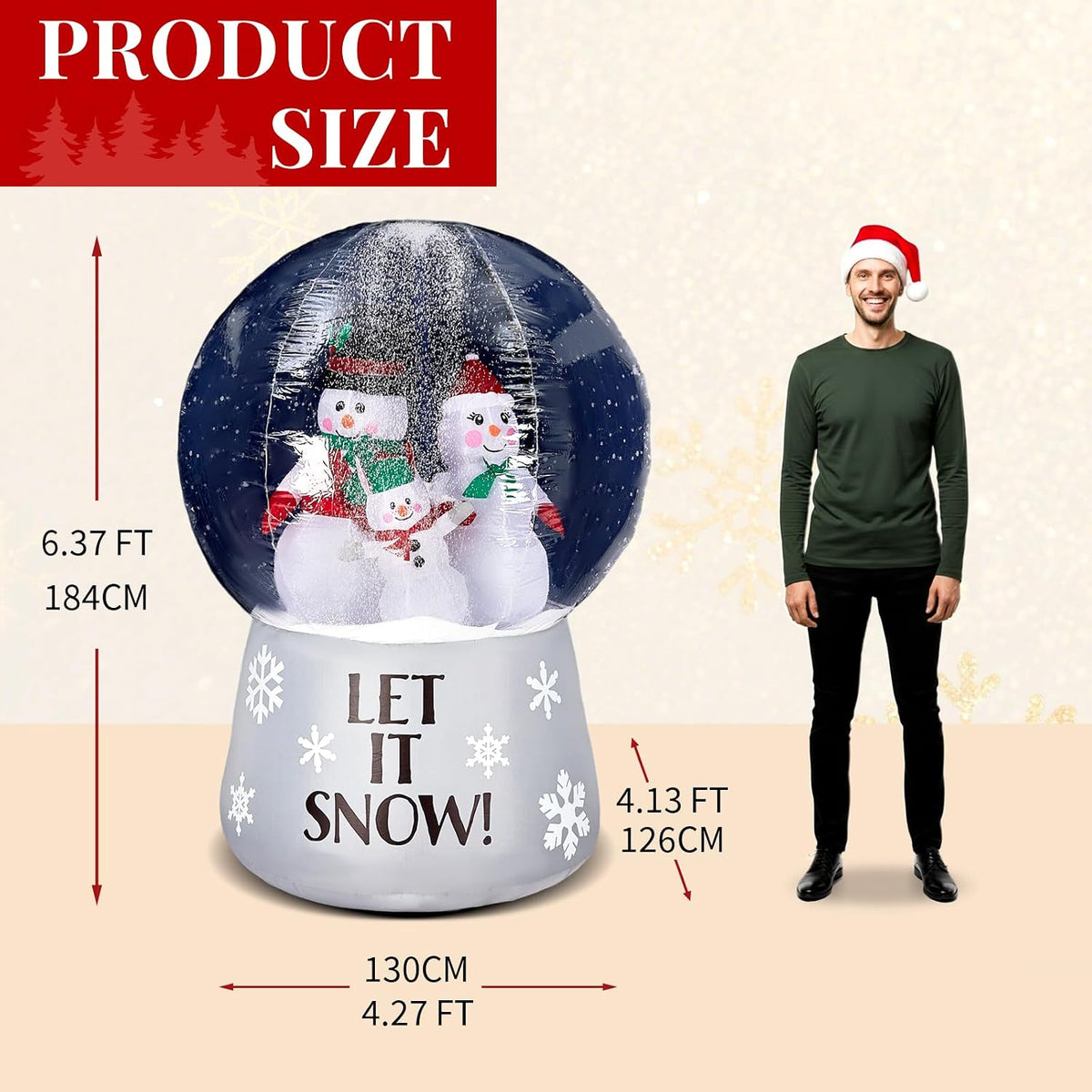 6 FT Large Inflatable Snow Globe with Snowman Family
