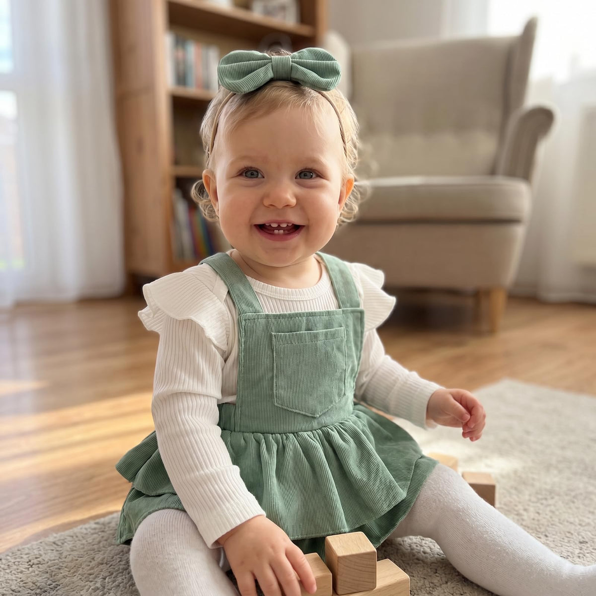Baby Girl Fall Winter Romper Corduroy Overalls Dress Sets