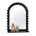 Arched Wall Mirror with Shelf, 12x16 Inch Wooden Bead Bathroom Mirror