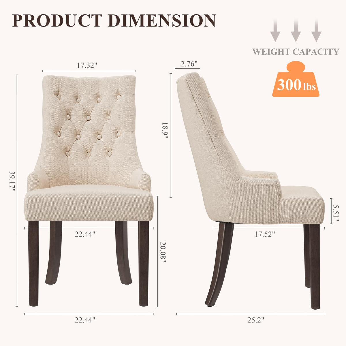 Wingback Set of 2, Beige