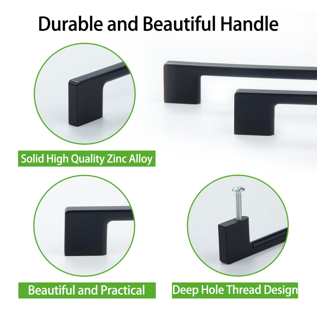 5 Pack Classic Cabinet Handles-12/305mm Screw Spacing Matte Black Furniture Hardware Handles Cabinets Bedroom Cabinet