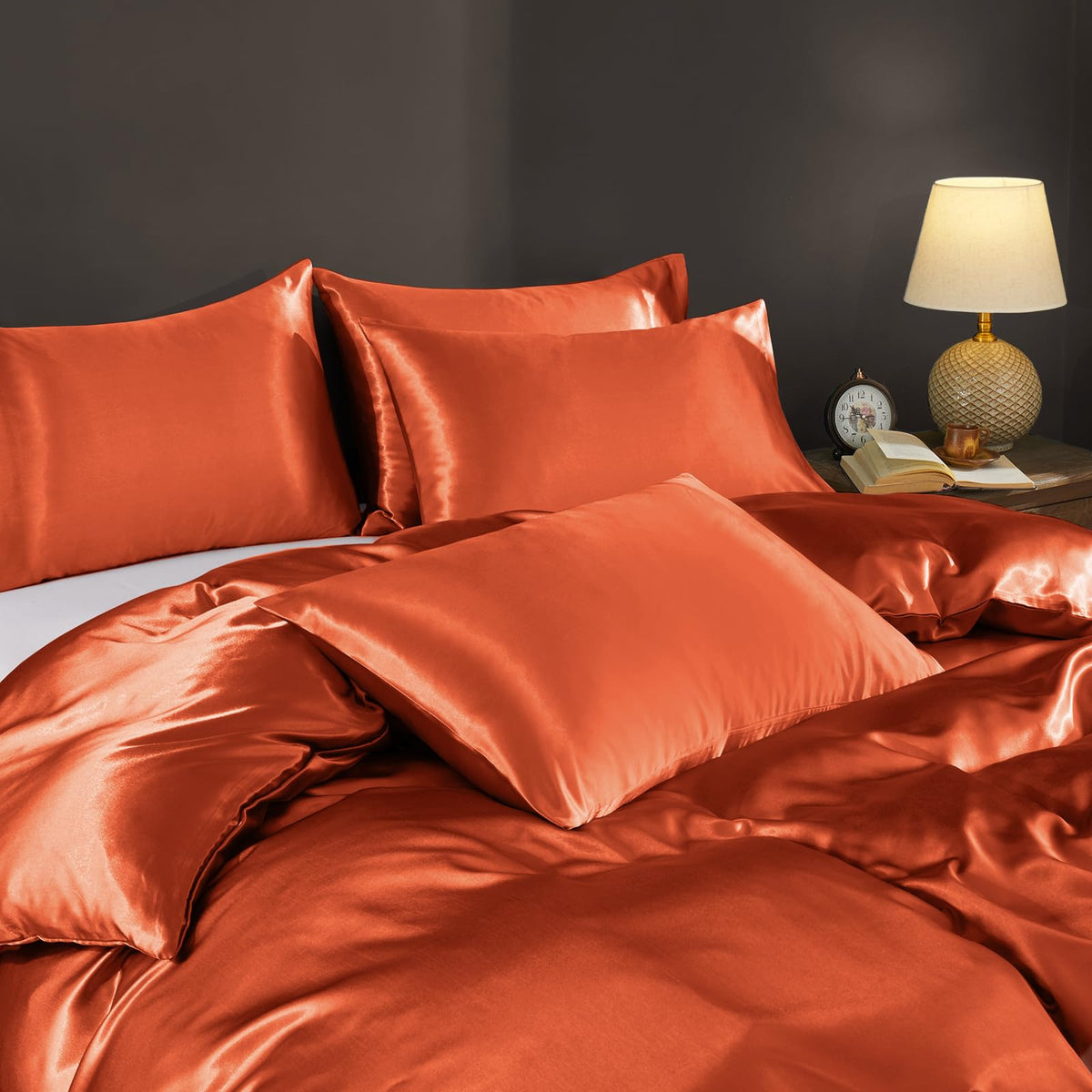 3-Sided Zipper Closure Duvet Cover Set 100% Mulberry Silk, 19 Momme Luxury Bedding- 1 Pieces Duvet Cover Set, Easy On
