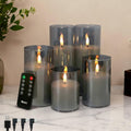 Rechargeable Flameless Candles, Realistic Flickering LED Flame, Real Wax Candle with Remote Control and Timer, Clear