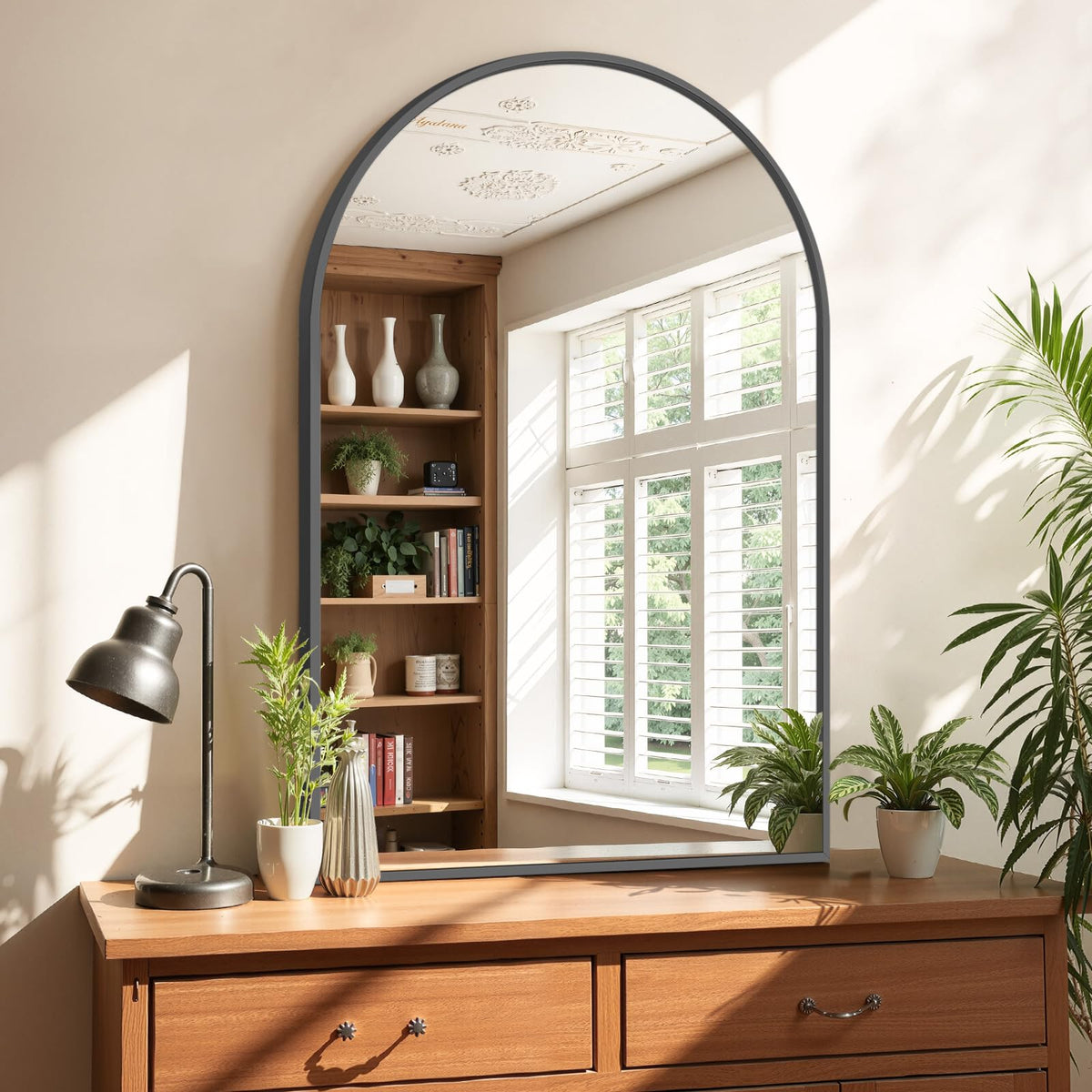 Bathroom Mirror for Wall, 36x24 Inch Arched Mirror