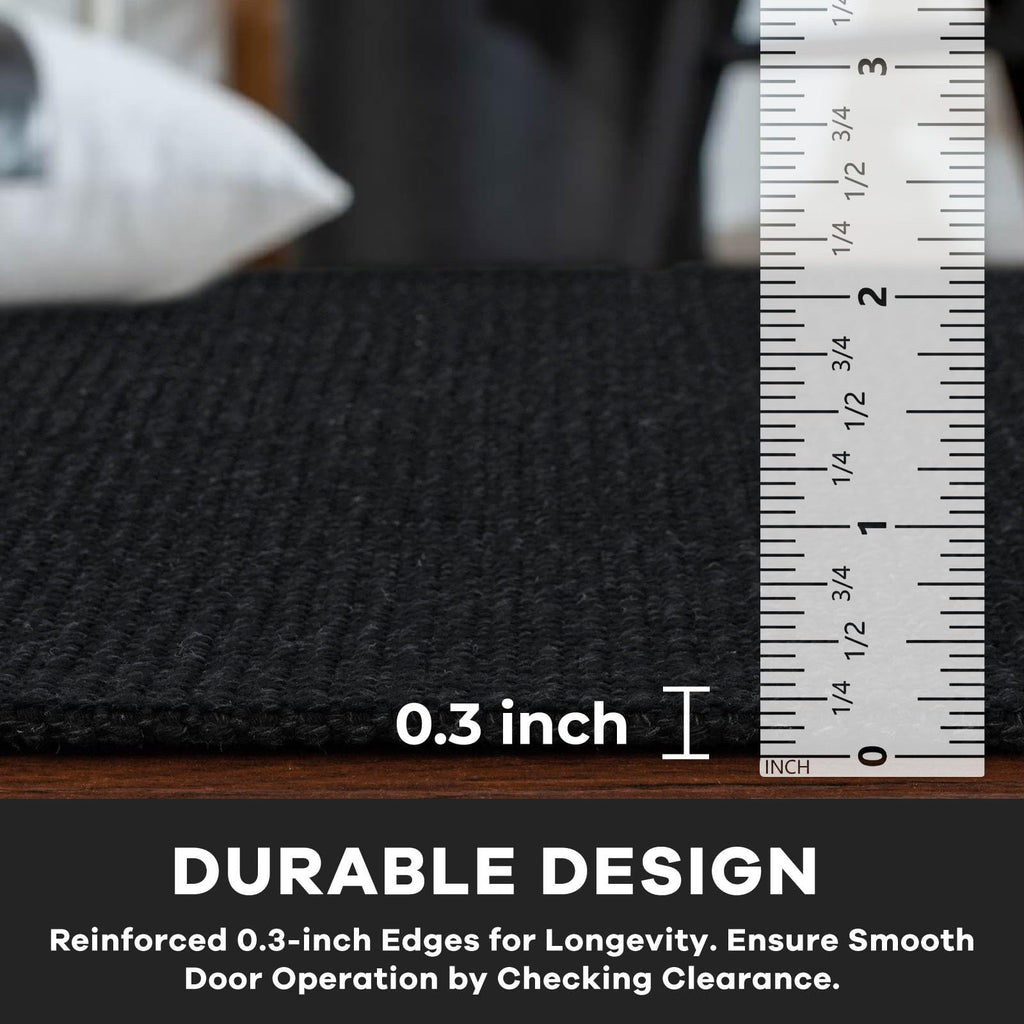 2x10 Long Runner Carpet, Washable Woven Non Slip Hallway Rug, Heathered Charcoal Black