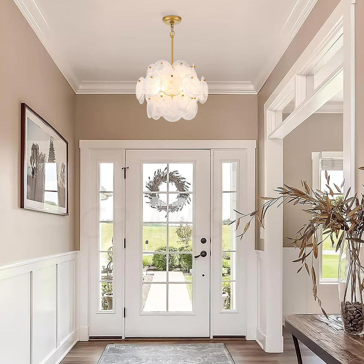 Gold Large Modern Glass Chandelier