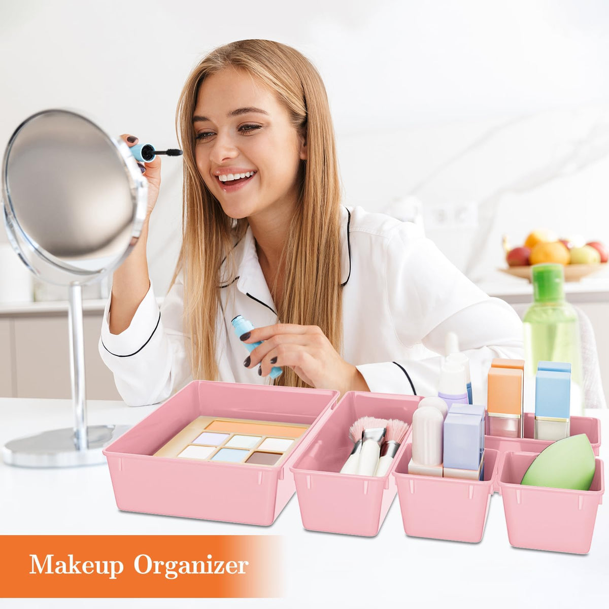 25 PCS Plastic Drawer Organizer, 4-Size Versatile Organizer Trays & storage Bins