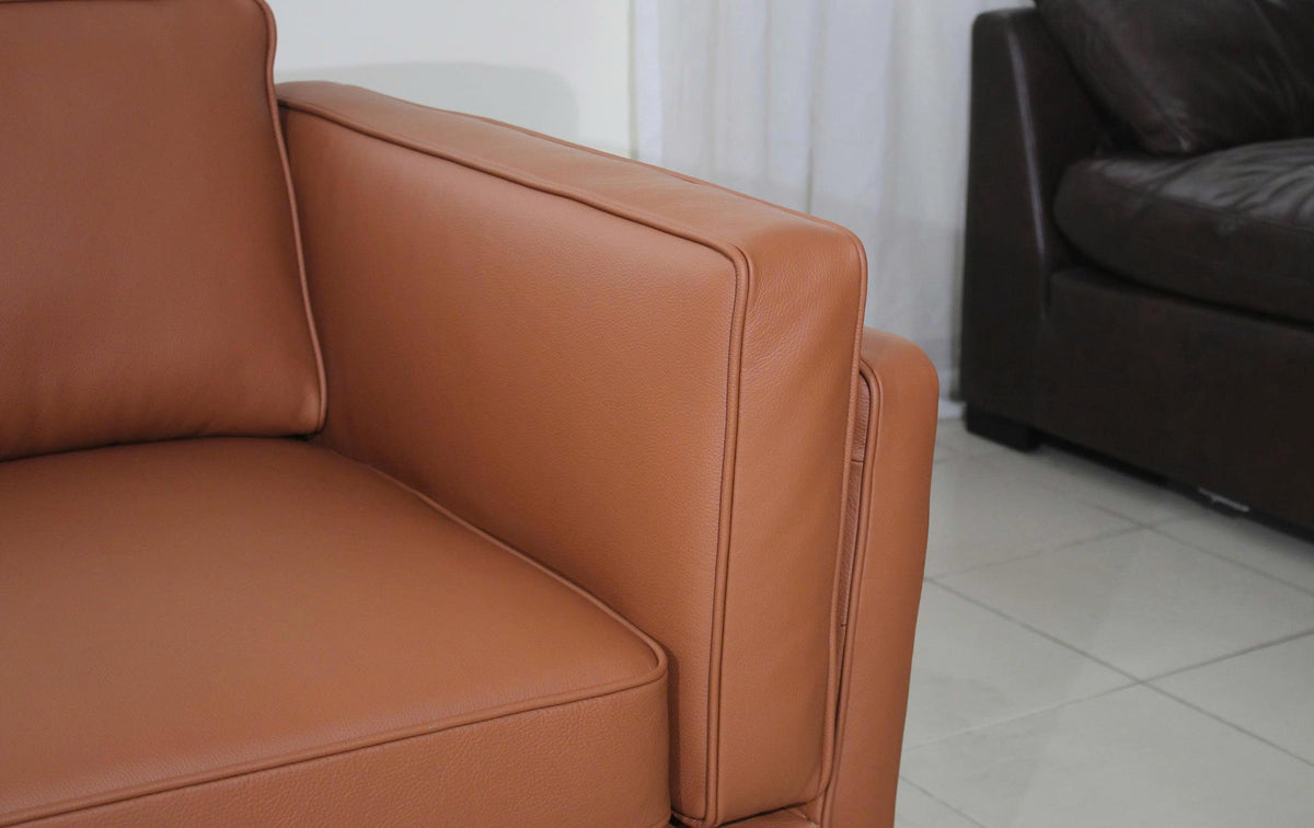 Savoy Full All Around Front and Back Italian Leather Sofa 89" Pure Full Solid Wood Accent Premium Plush Memory Foam