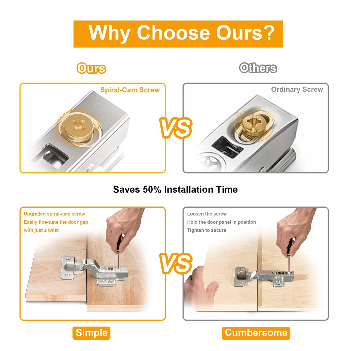 40Pcs Frameless Soft Close Inset Cabinet Hinges 50% Faster Install