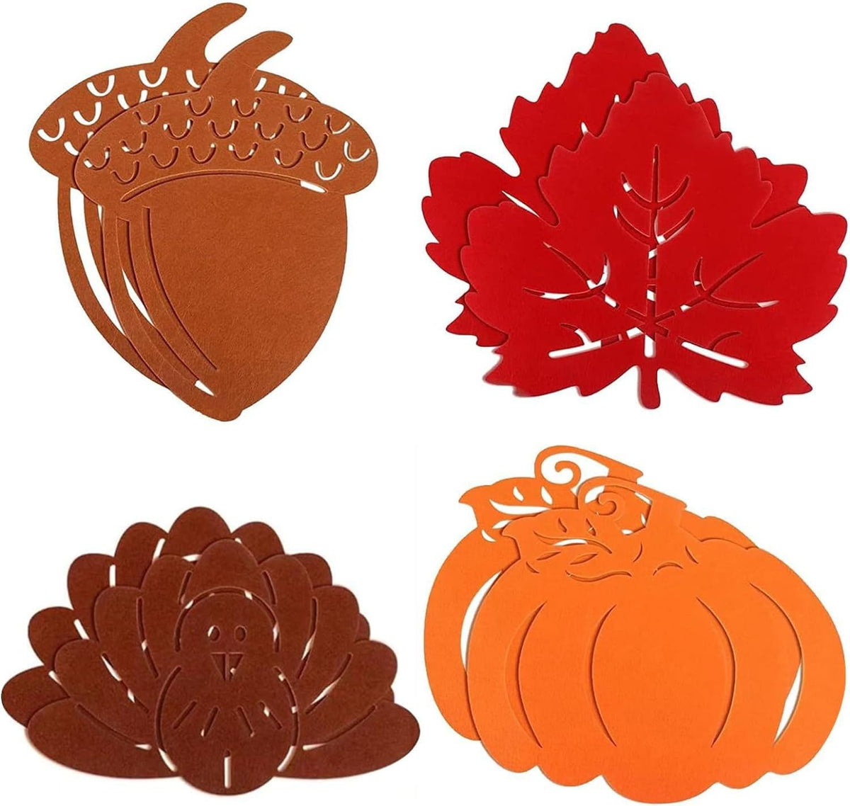 Felt Placemats Set of 8 Thanksgiving Maple Leaf Placemats Fall Harvest Pumpkins Placemats Heat Resistant Coasters