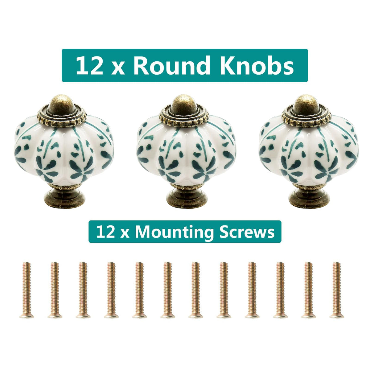 12pcs Ivory Pumpkin Knobs, Leaf Pattern Cabinet Knobs