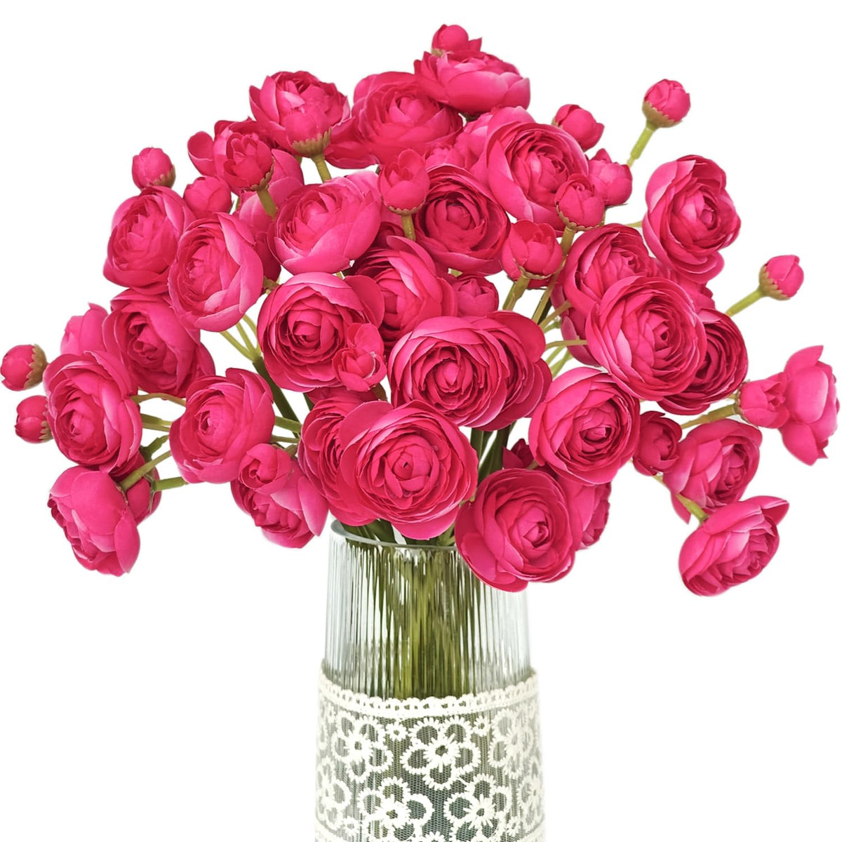 Artificial Ranunculus Flower ROSEO Pink, 18 Pcs