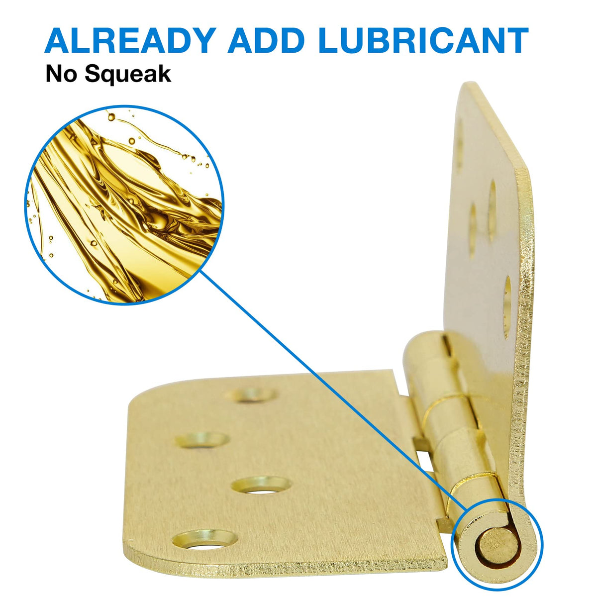 12 Pack Interior Door Hinges 4 Inch Brushed Brass 5/8" Radius