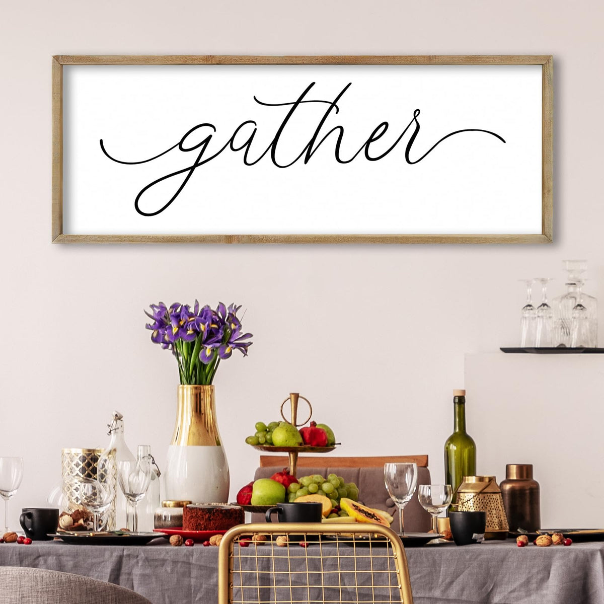 Gather Sign Wall Decor, Wood, 32"×12"