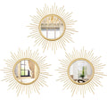 3 Set Sunburst Round Mirrors for Wall Decor Bedroom Bathroom