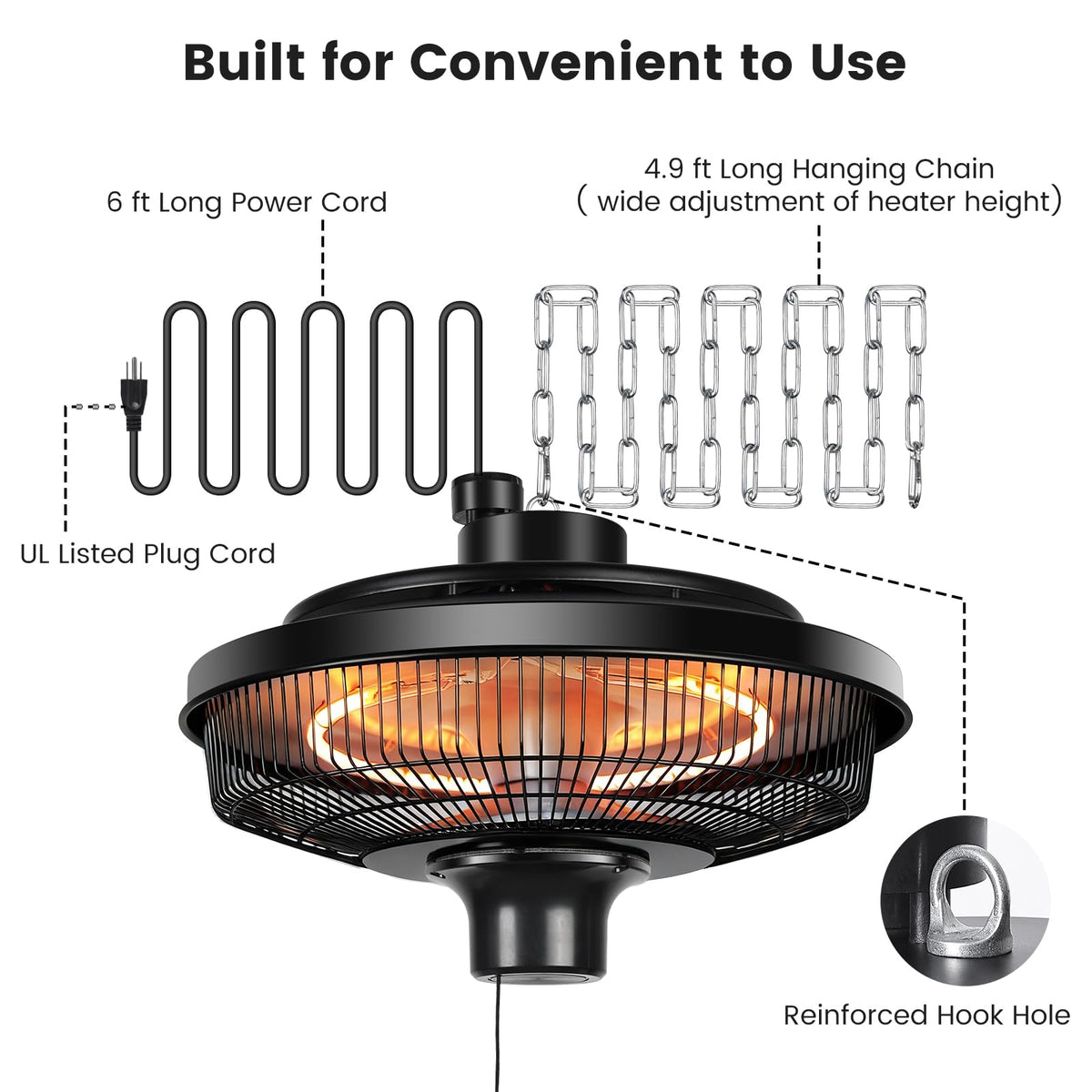 1500W Electric Ceiling Heater , Gazebo & Greenhouse