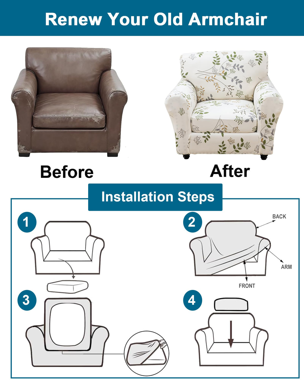 Armchair Chair Covers Sofa Couch Slipcover, C02