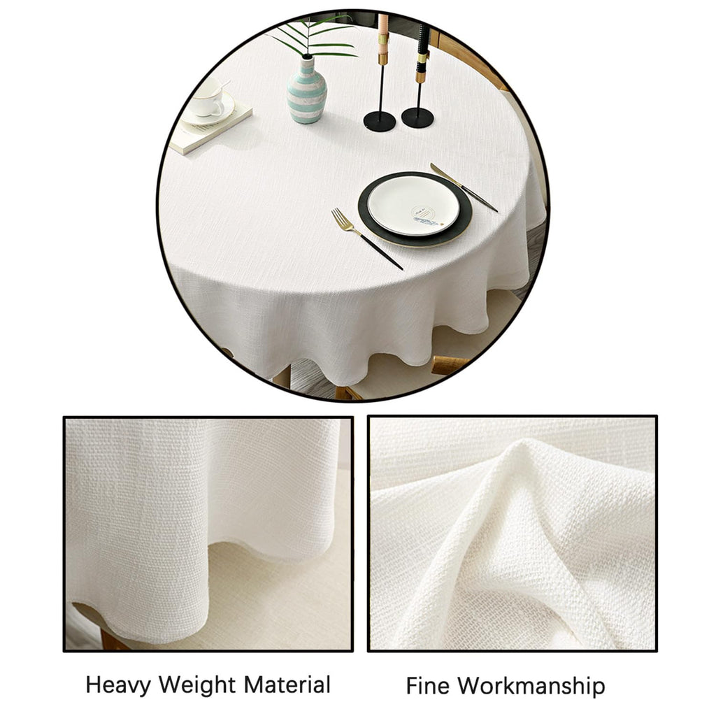 Heavy Weight Round Tablecloth, Decorative Solid Color Table Cover, Cotton Linen Table Cloth Dining Home Tabletop