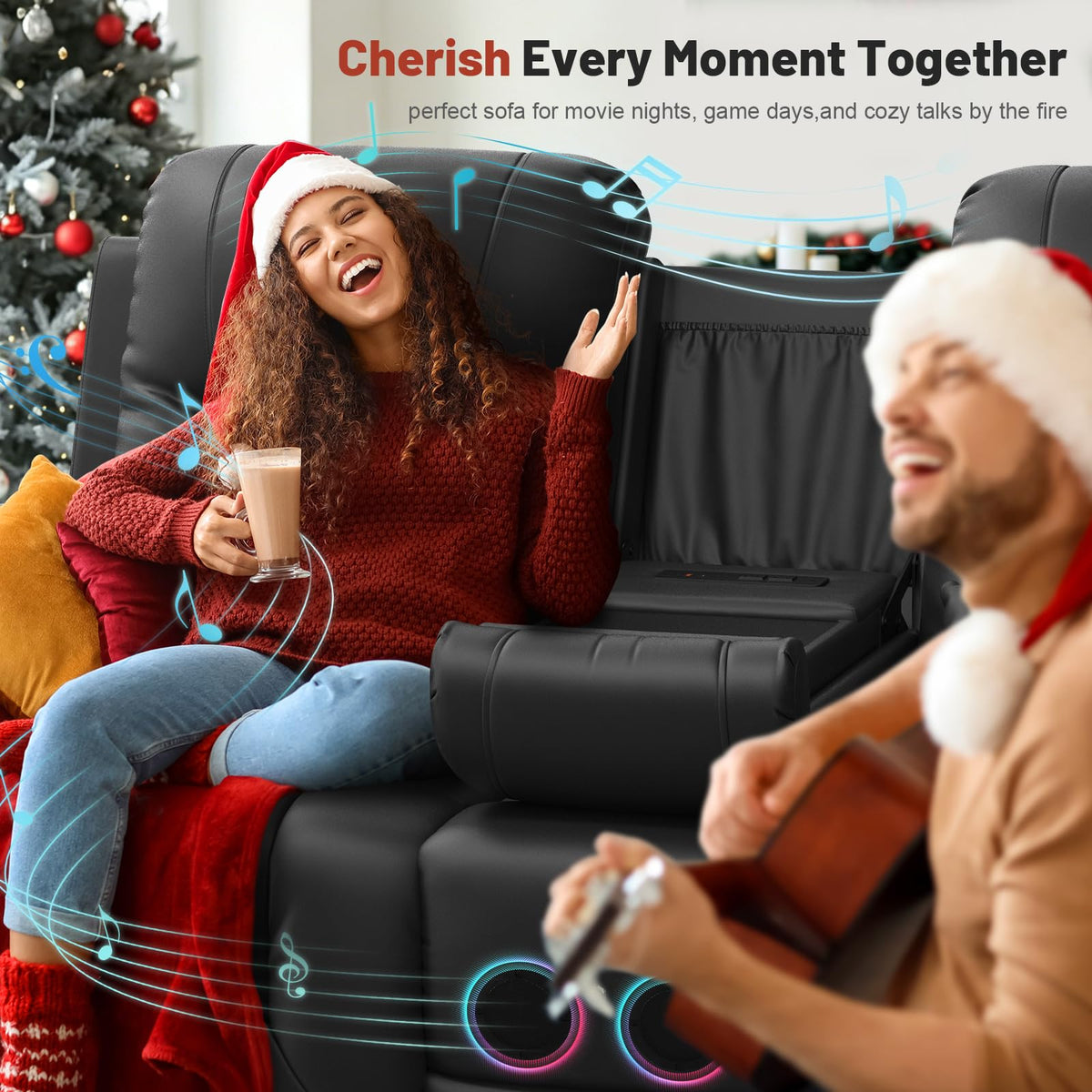 Power Loveseat Recliner Sofa, Reclining Loveseat with Console